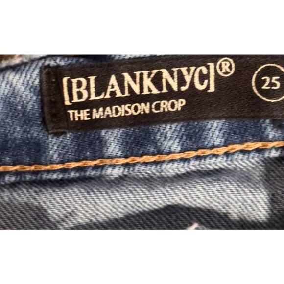 BLANKNYC The Madison Crop Distressed High-Rise Medium Wash Straight Jeans 25 - Picture 6 of 10